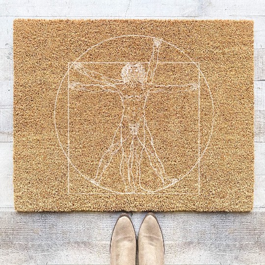 Metal Fork Vitruvian Man Coir Doormats