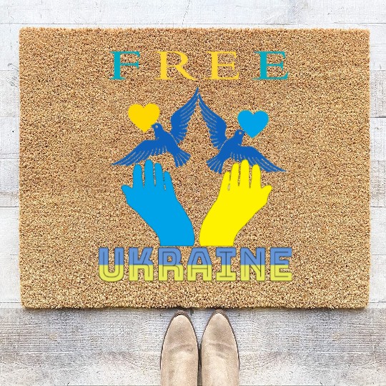 Free Ukraine. Peace not War. Coir Doormats