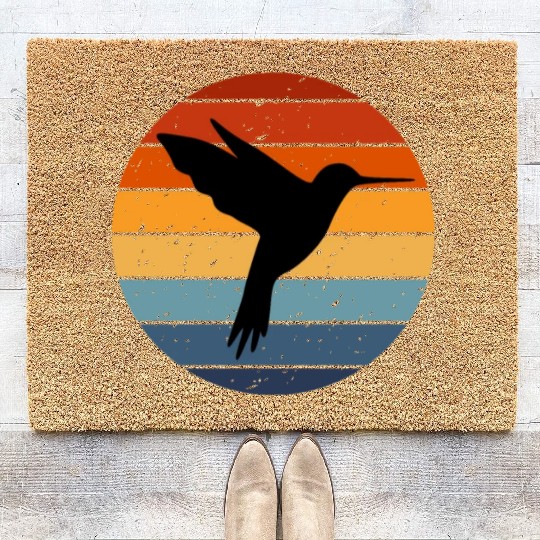 Retro Hummingbird Coir Doormats For Hummingbird Lover