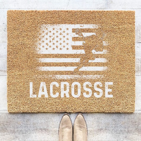 Lacrosse LAX American USA Flag Coir Doormats