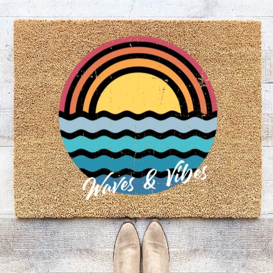 Positive Vibes Surf and Waves Summer. Coir Doormats