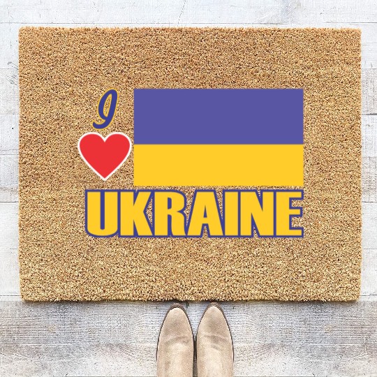i love ukraine Coir Doormats