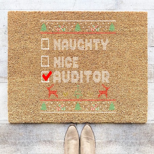 Naughty Nice Auditor, Matching Christmas Group Coir Doormats
