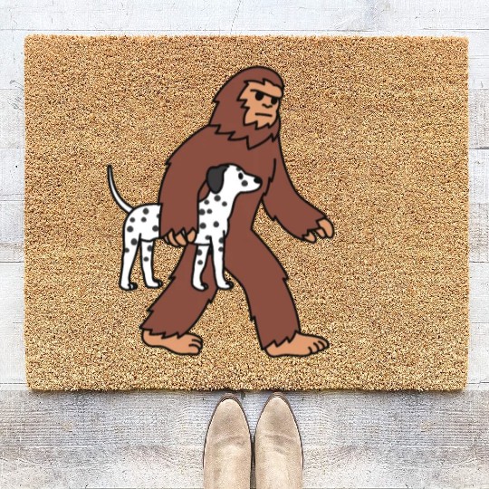 Bigfoot Sasquatch Walking Dalmatian Coir Doormats