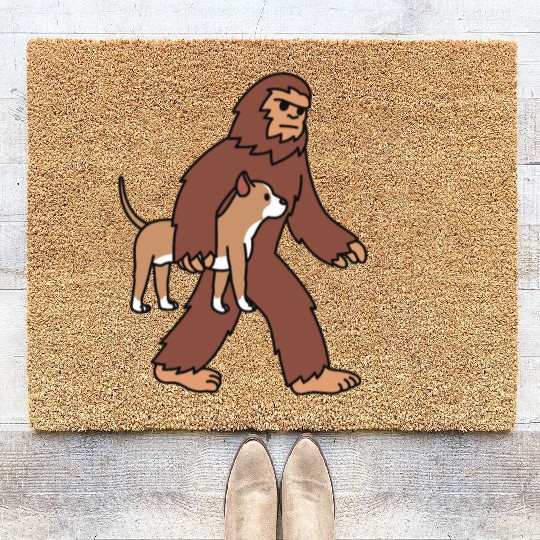Bigfoot Sasquatch Walking Pit Bull Coir Doormats