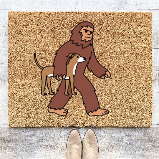 Bigfoot Sasquatch Walking Greyhound Coir Doormats