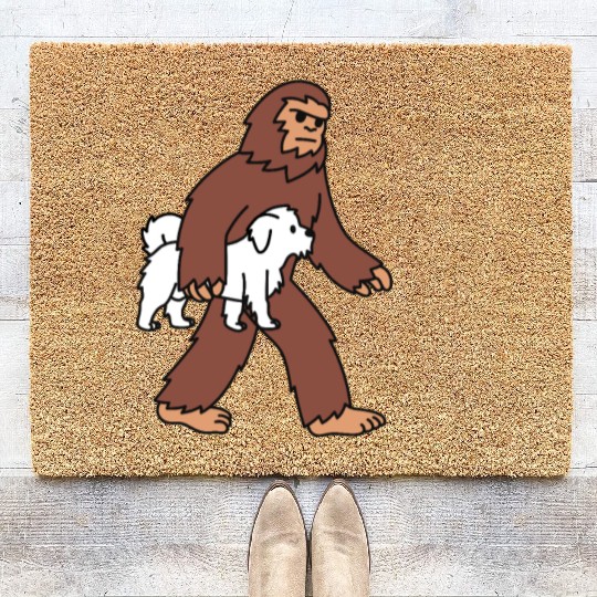 Bigfoot Sasquatch Walking Maltese Coir Doormats