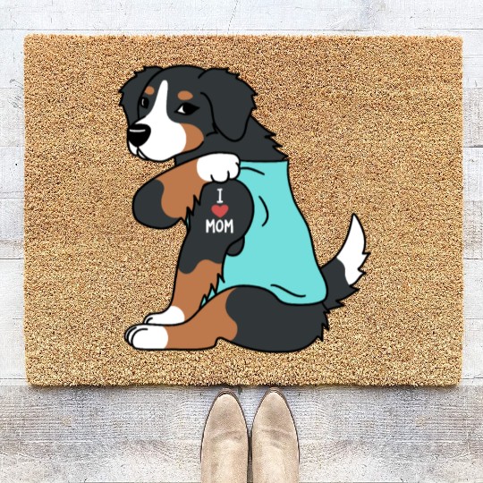 I Love Mom Tattoo Bernese Mountain Dog Coir Doormats