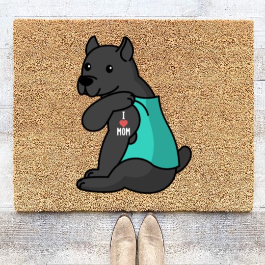 I Love Mom Tattoo Cane Corso Coir Doormats