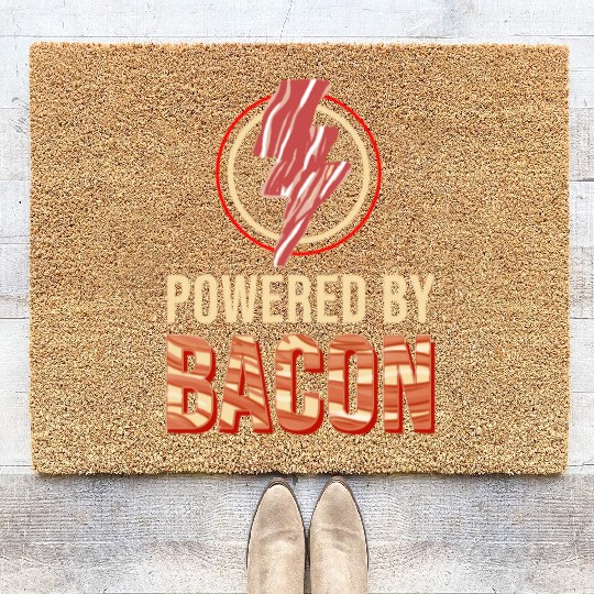 Powered By Bacon For Bacon Lover Coir Doormats