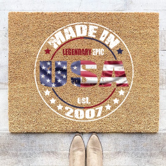 Birthday Saying Born USA 2007 Coir Doormats