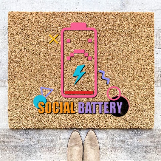 Introverted 90s Style Vibe Social Battery Nineties Coir Doormats