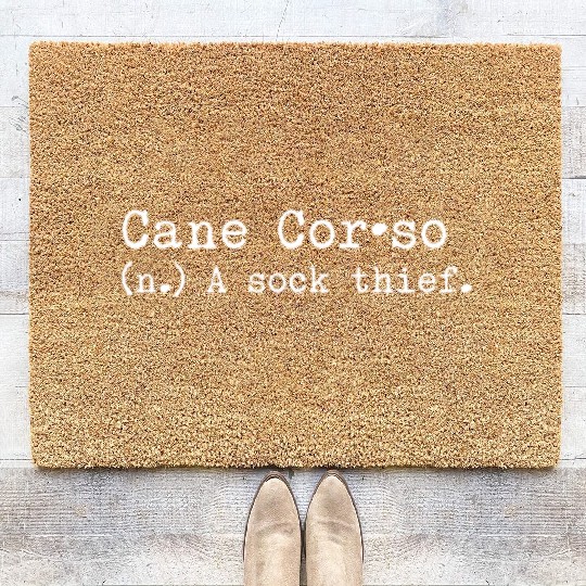 A Sock Thief Cane Corso Coir Doormats