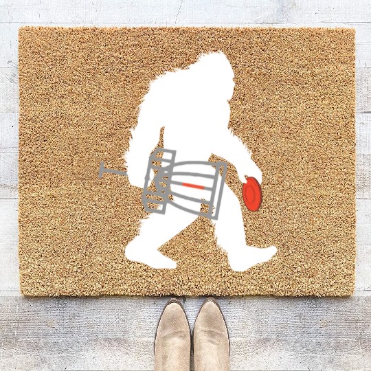Bigfoot Disc Golf Cryptid Sasquatch Disc Golfer Coir Doormats
