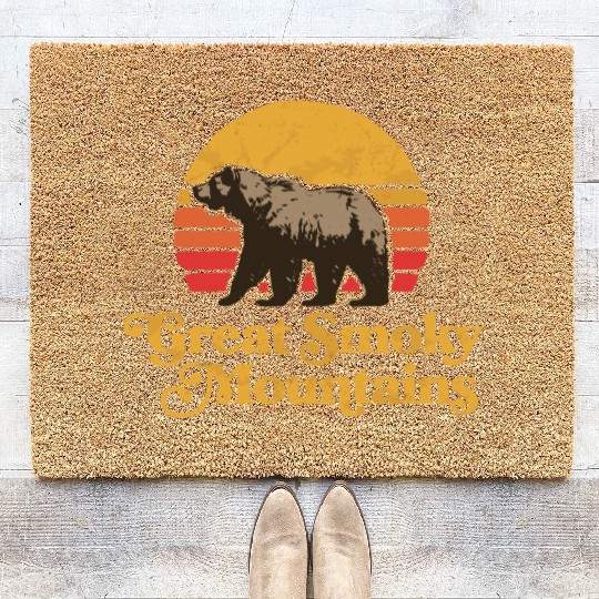 Retro Great Smoky Mountains Park Bear Coir Doormats
