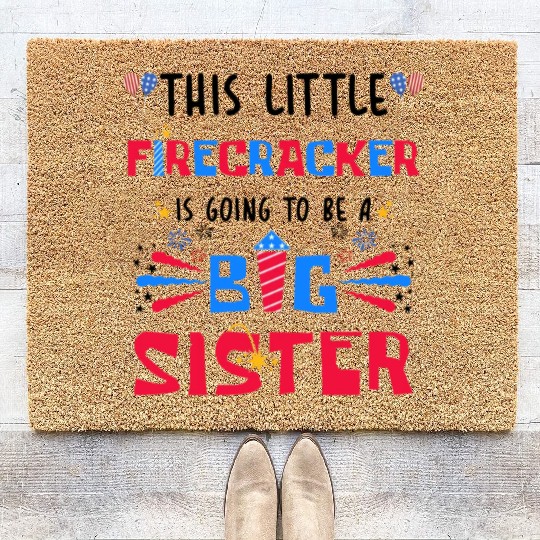 This Little Firecracker is going to be Big Sister Coir Doormats