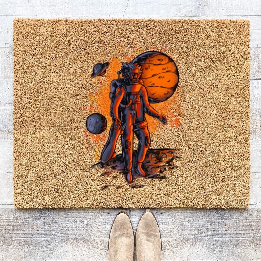 Lion astronauts in space Coir Doormats