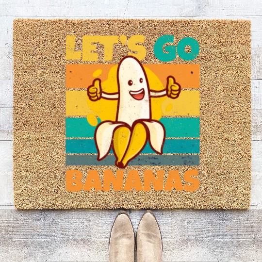 Vintage Let's Bananas Funny Thumbs Banana Coir Doormats