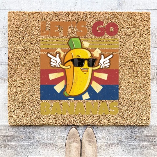 Retro Let's Bananas Funny Banana Coir Doormats