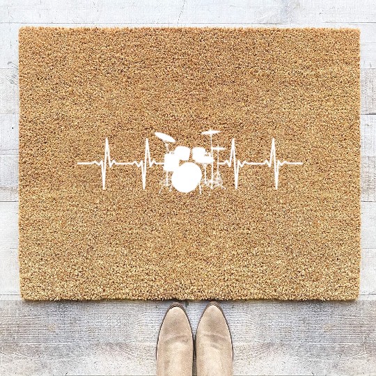 Heart Beat Drum Funny Drumming Drummer Coir Doormats