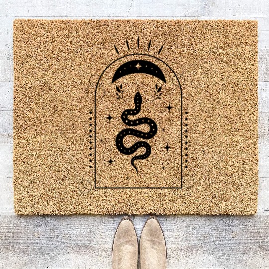 Black Snake Tarot Card Style Design Coir Doormats