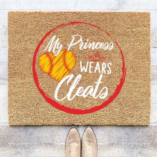 Softball Coir Doormats, My Princess Wears Cleats Crown