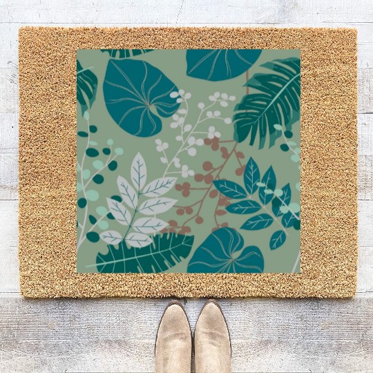 Tropical Leaves - Earthy Colors Coir Doormats