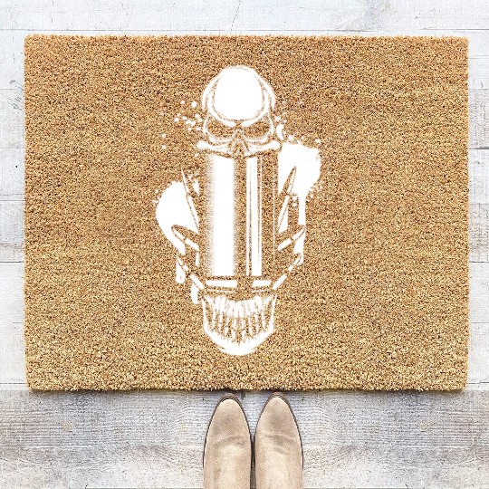 Bullets and Skull Roses Aesthetic Dripping Pattern Coir Doormats