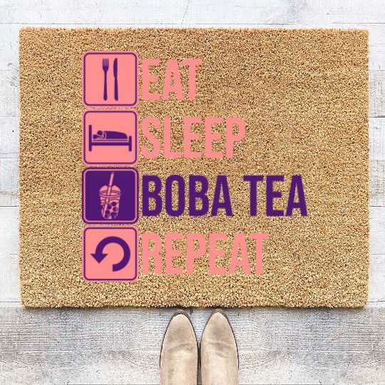 Eat Sleep Boba Tea Coir Doormats
