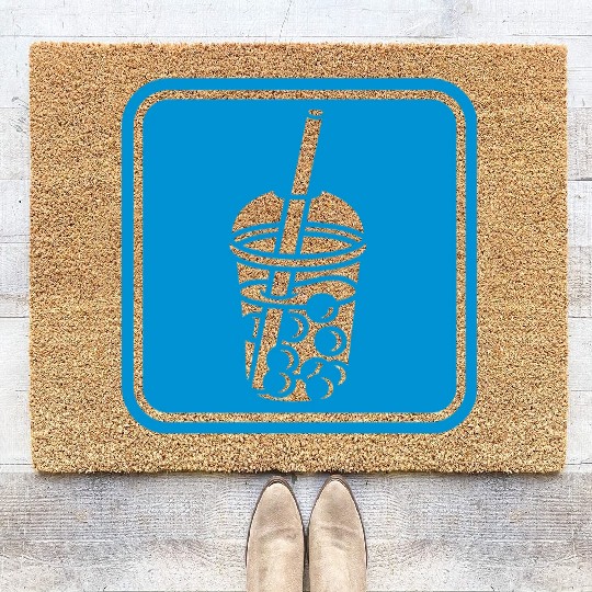 Button sign bubble tea Coir Doormats