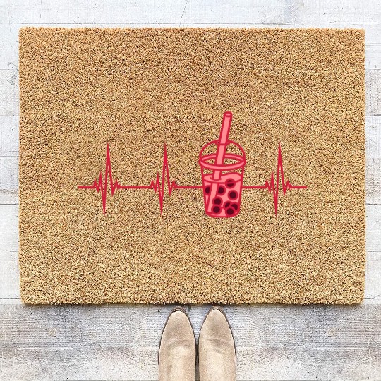 heartbeat bubble tea pulse Coir Doormats