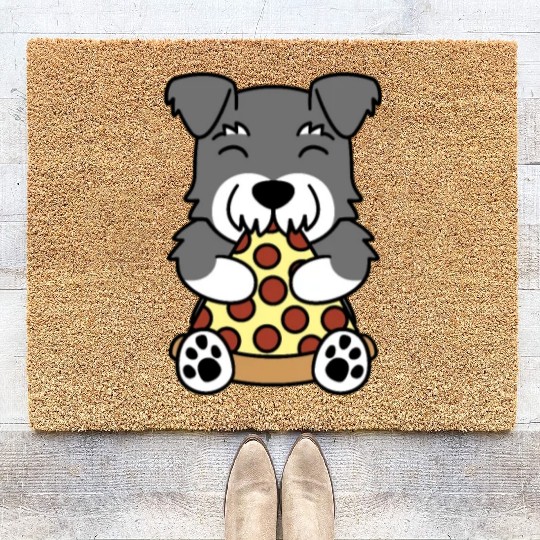 Schnauzer Pizza Lover Coir Doormats