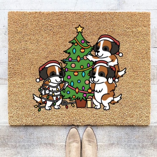 Saint Bernard Christmas Tree Coir Doormats