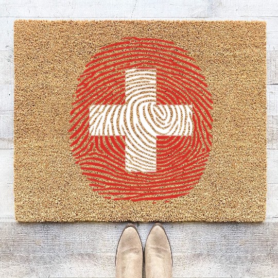 Switzerland flag fingerprint Coir Doormats