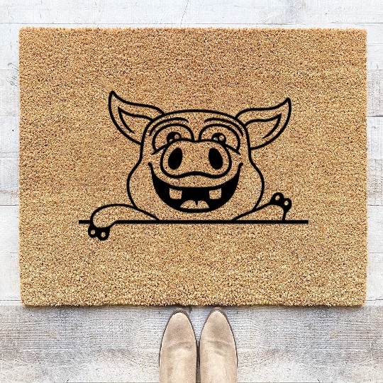 Friendly Waving Stable Pig Coir Doormats