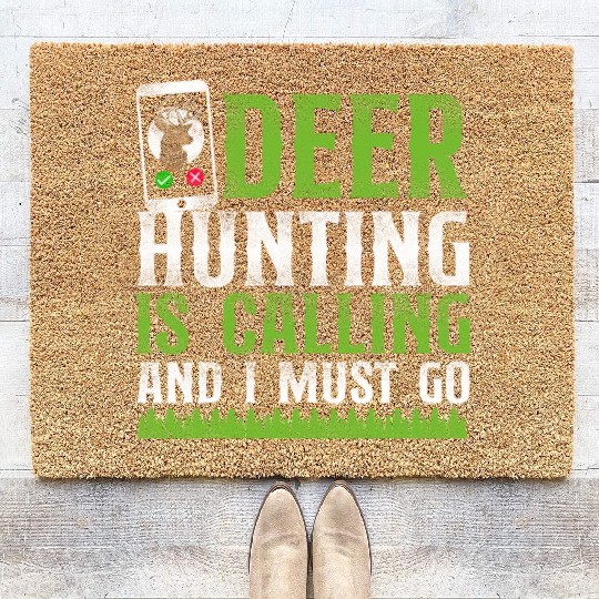 Buck Deer Hunting Hunter Phone Coir Doormats
