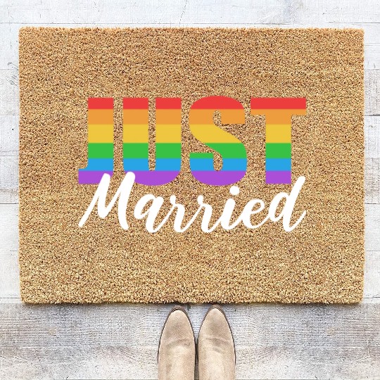 Just Married LGBTQ LGBTQ Gift Coir Doormats