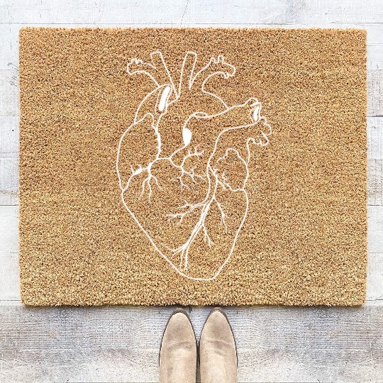 Anatomic Heart Drawing Coir Doormats