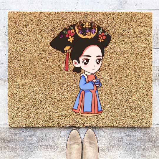 HAND PAINTED GIRL IMAGE Coir Doormats