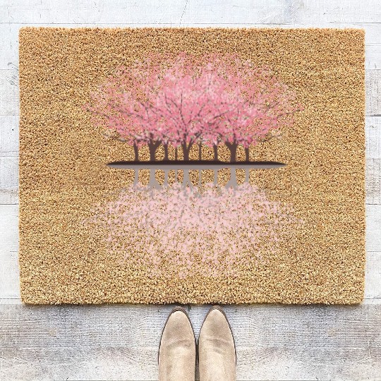 Sakura Blossoms Flower Forest Sakura Blossoms Flow Coir Doormats