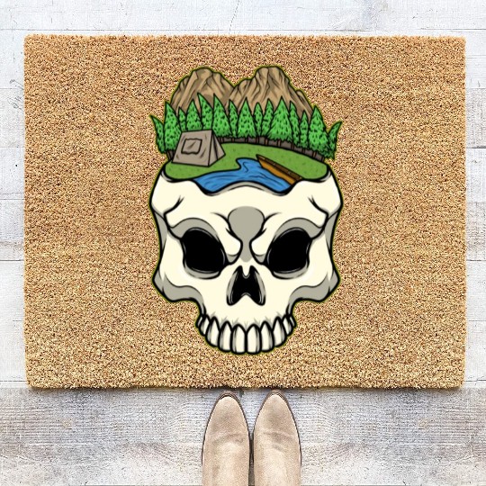 Skeleton Head Camp Campsite Camper Camping Coir Doormats