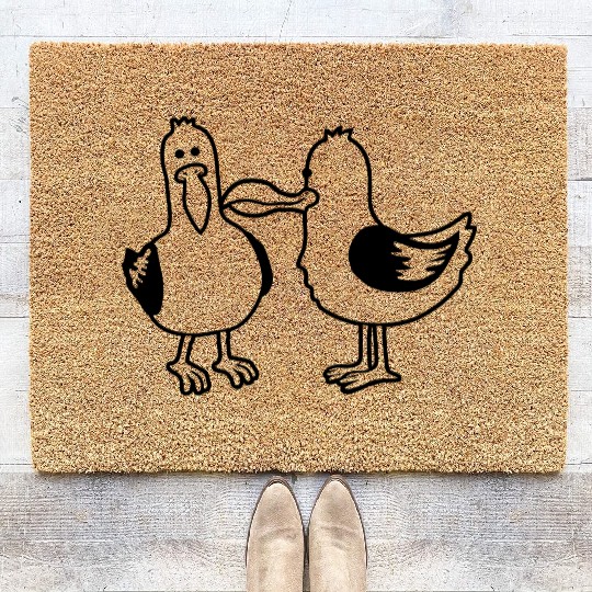 2 funny seagull friends Coir Doormats