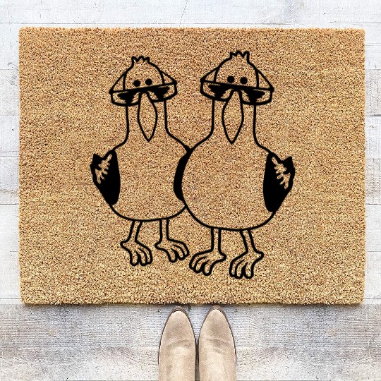 Cartoon 2 seagull friends Coir Doormats