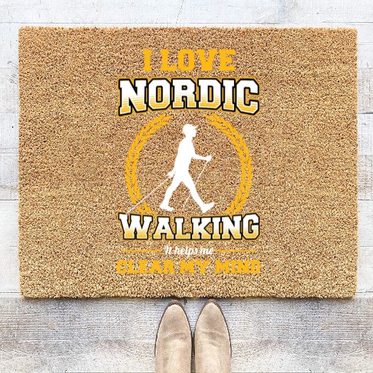 I Love Nordic Walking It Helps Me Clear Mind walk Coir Doormats
