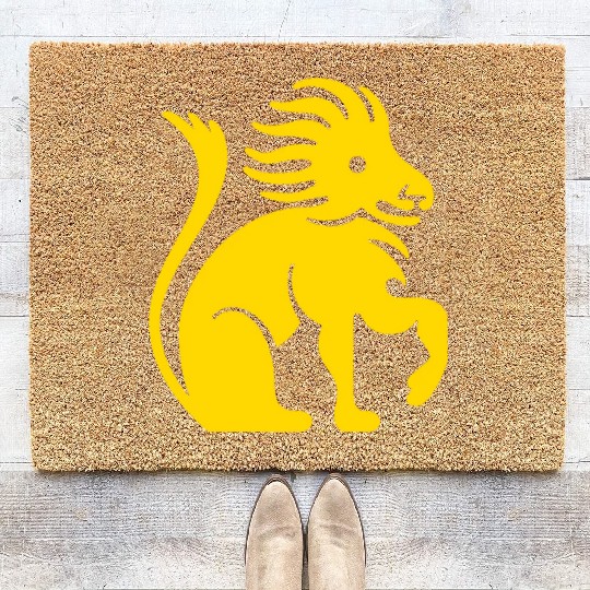 leo zodiac gold lion king Coir Doormats