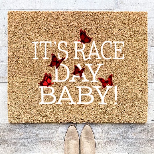 Racing Coir Doormats, It's Race Day Baby Butterfly Coir Doormats,