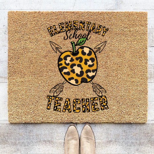 Elementary School Teacher Leopard Print Coir Doormats