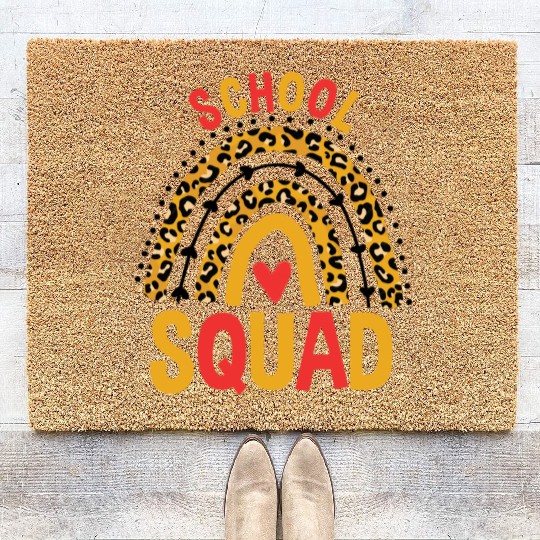 Back To School Leopard School Squad Coir Doormats