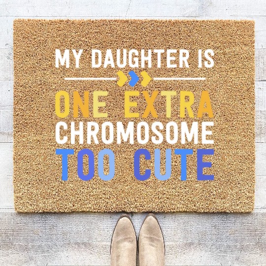 Family Down Syndrome Awareness for Dad Mom Extra Coir Doormats