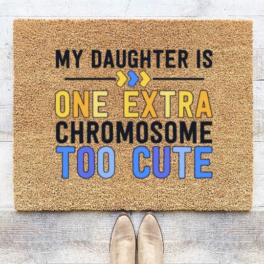 Family Down Syndrome Awareness for Dad Mom Extra Coir Doormats
